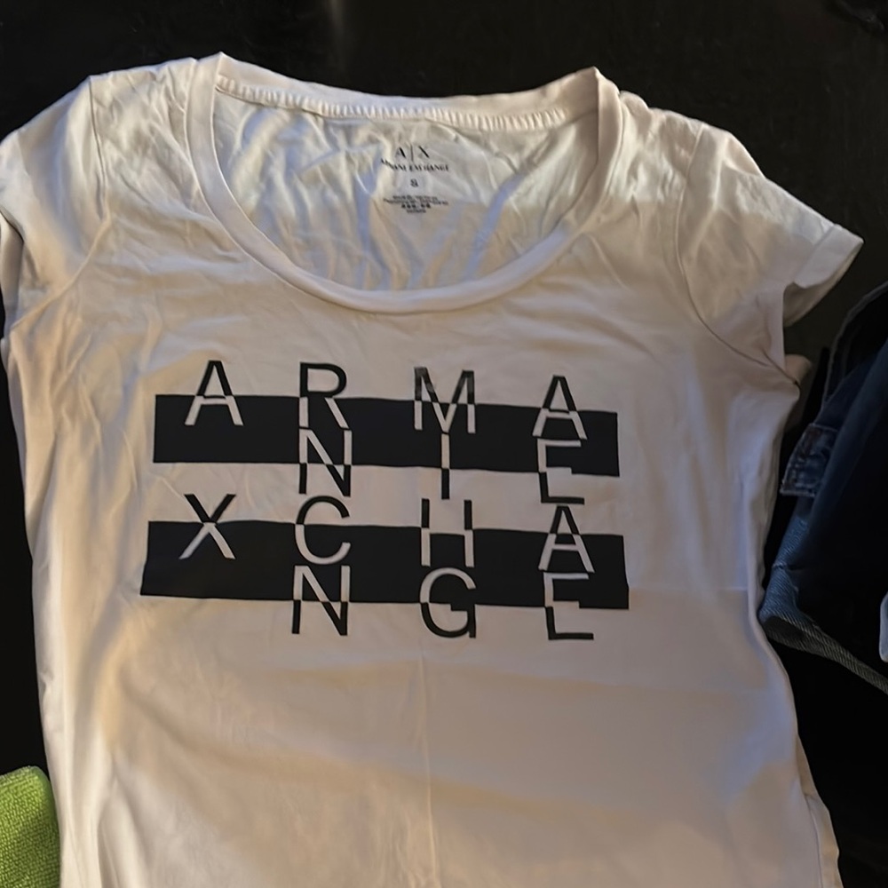 Armani Exchange White Tee with Black Logo